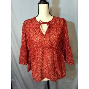 Lucky Brand Red Boho Top